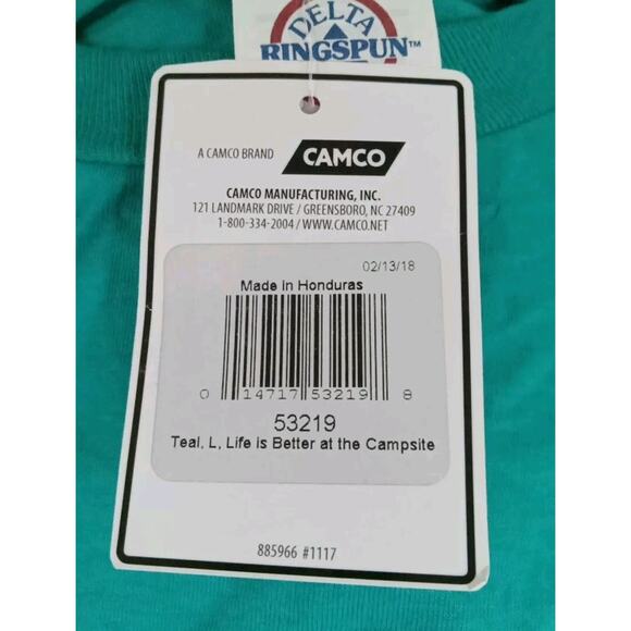 CAMCO LIFE IS BETTER AT THE CAMPSITE TEAL T-SHIRT LARGE New - Picture 4 of 8